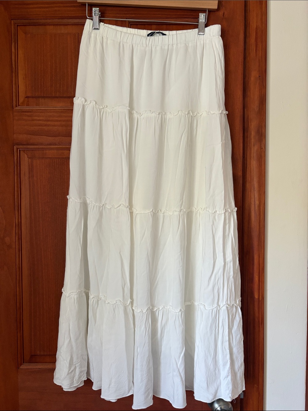 Brandy Melville White Tiered Maxi Skirt
